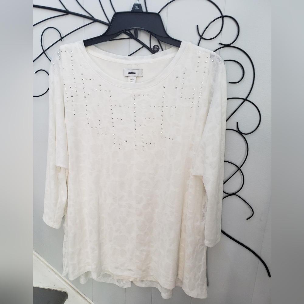 NWT Cj banks 3/4 sleeve off white shirt szXl 14W